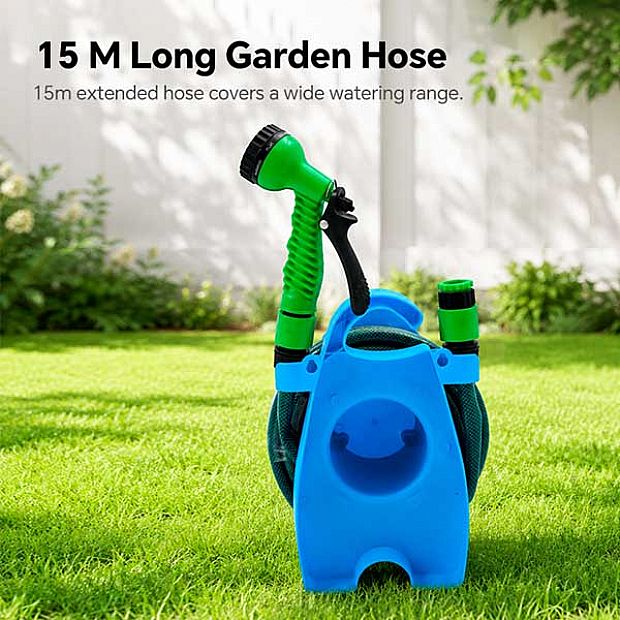 Großhandel Mini-Gartenschlauchaufroller mit 15-m-Schlauch und Sprühpistole - 10Z01E