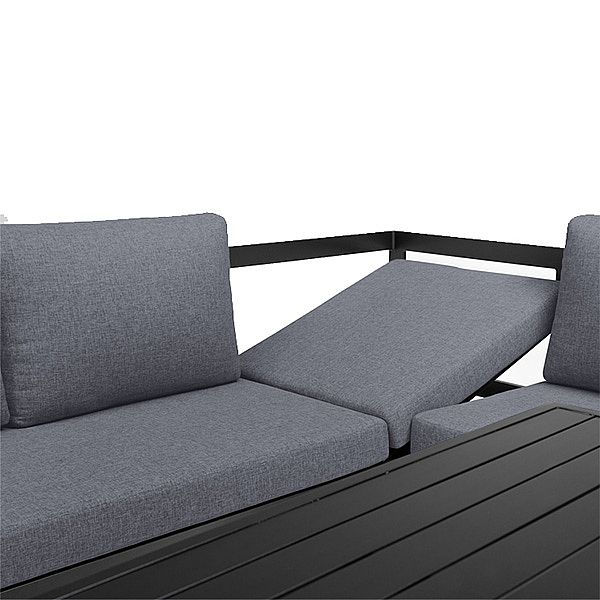 Sofagarnitur aus Aluminiumguss mit Tisch und Hocker - 11C01F