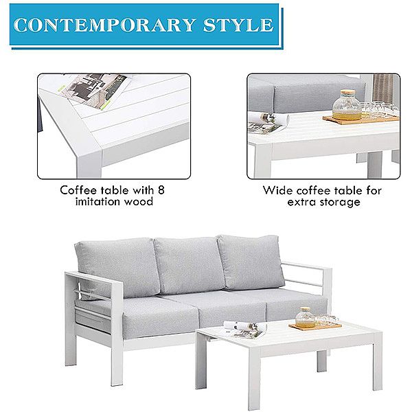 7-Sitzer-Sofagarnitur aus Metall für den Außenbereich - 11C01M