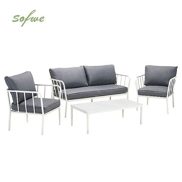 Moderne Sofagarnitur aus Aluminium mit Kissen - 11C01V