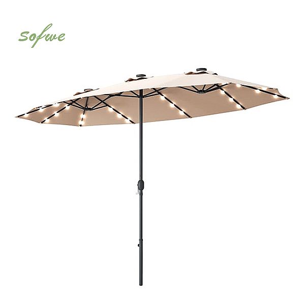 15ft eingebauter LED-Licht-doppelseitiger Patio-Markt-Regenschirm-Großhandel - 12U01P