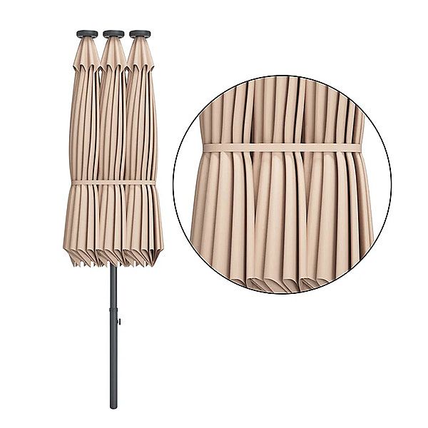 15ft eingebauter LED-Licht-doppelseitiger Patio-Markt-Regenschirm-Großhandel - 12U01P