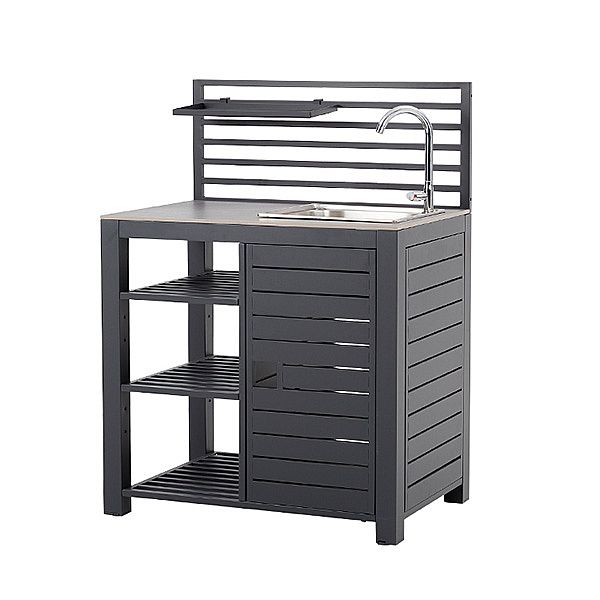 Aluminium-Küchenzeile für den Außenbereich mit Arbeitsplatte aus gesintertem Stein - 11D13A