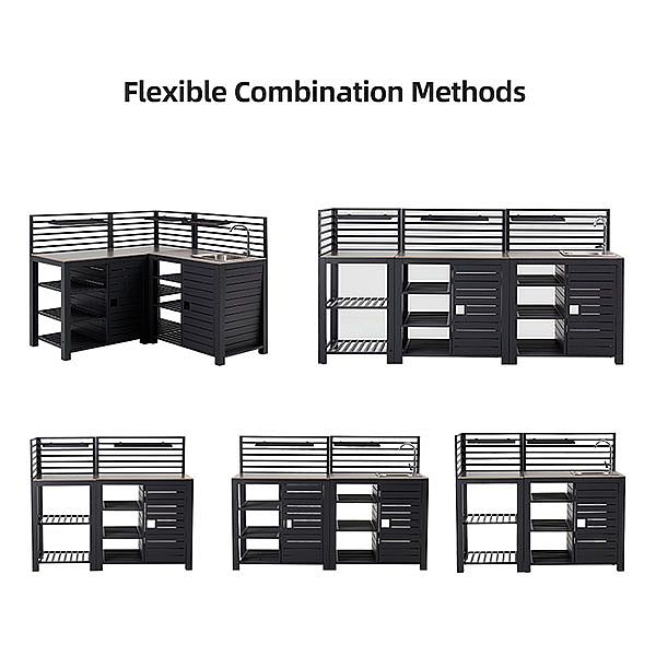 Aluminium-Küchenzeile für den Außenbereich mit Arbeitsplatte aus gesintertem Stein - 11D13A