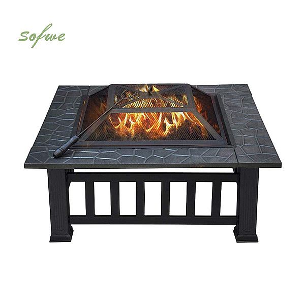 32-Zoll-Grill-Feuerstellen-Set aus quadratischem Metall - 10H01G