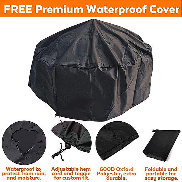 Holzbefeuertes rundes Feuerstellen-Set für den Außenbereich - 10H01N