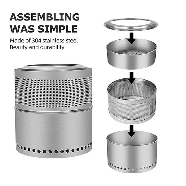 Poröse, rauchfreie Feuerstelle aus Edelstahl - 10H02K