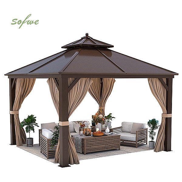 Outdoor-Pavillon aus Aluminium mit Doppeldach - 10G01C