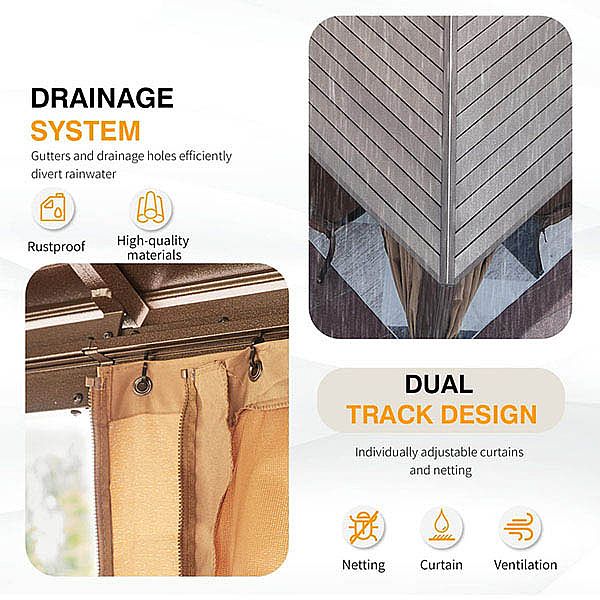 Outdoor-Pavillon aus Aluminium mit Doppeldach - 10G01C