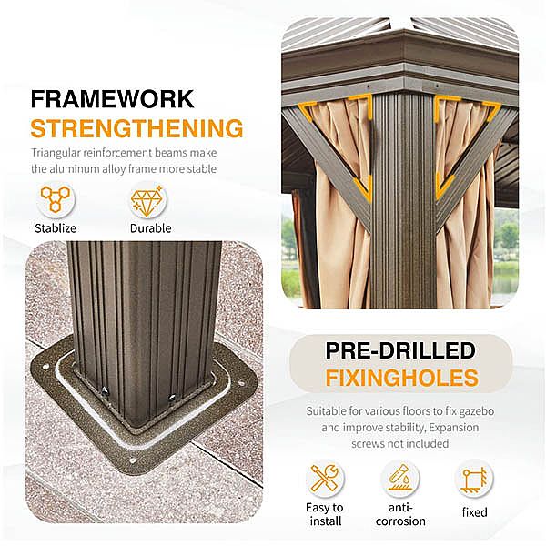 Outdoor-Pavillon aus Aluminium mit Doppeldach - 10G01C