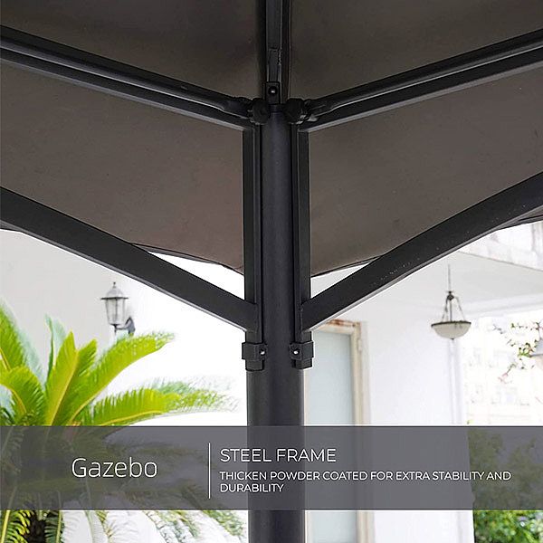 Doppelt belüfteter Softtop-Pavillon mit Vorhängen und Mesh - 10G01P