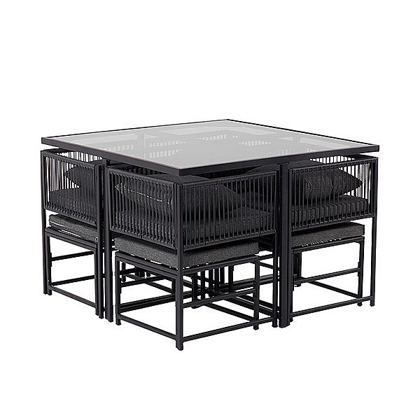 Vierteilige Stühle aus Seilgeflecht und Tischsets aus Rattangeflecht - 10D01B