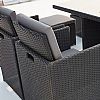Outdoor Wicker Dining Set mit zwei Ottomanen und vier Sesseln Esstisch - 10D01D