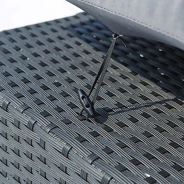 Outdoor Wicker Dining Set mit zwei Ottomanen und vier Sesseln Esstisch - 10D01D