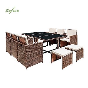 Platzsparendes Rattan-Esstisch-Set