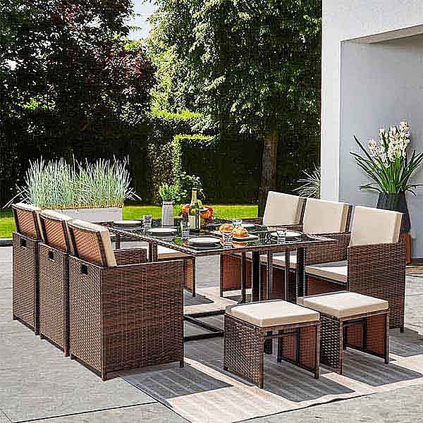 Platzsparendes Rattan-Esstisch-Set - 10D01E