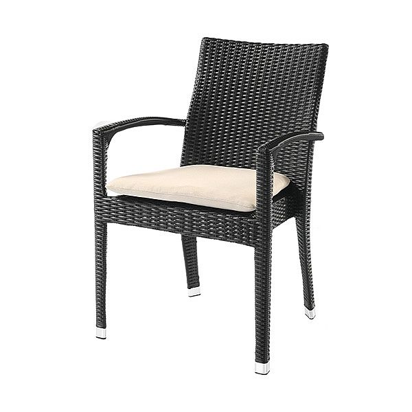 Modernes stilvolles Set aus schwarzem Rattan-Esstisch und Stuhl - 10D01G