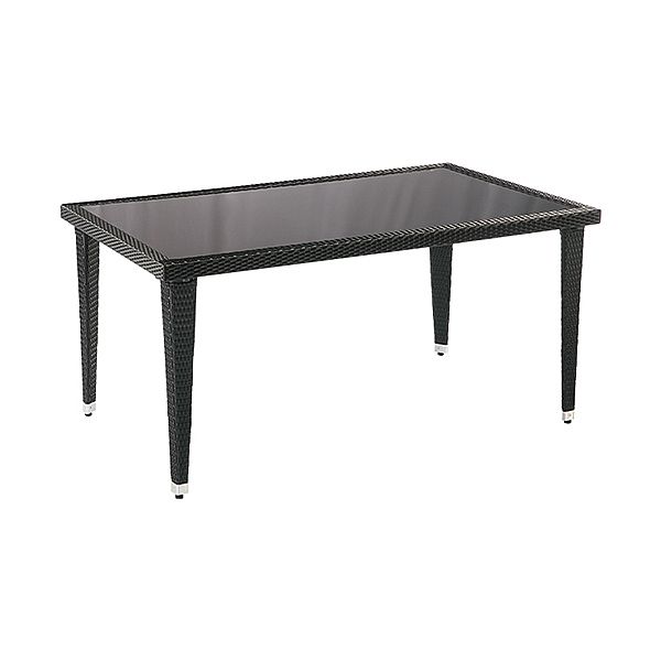 Modernes stilvolles Set aus schwarzem Rattan-Esstisch und Stuhl - 10D01G