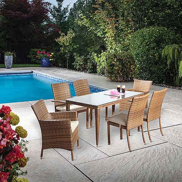 Garten Rattan 6-teiliges Esszimmer Tisch und Stuhl Set - 10D01H