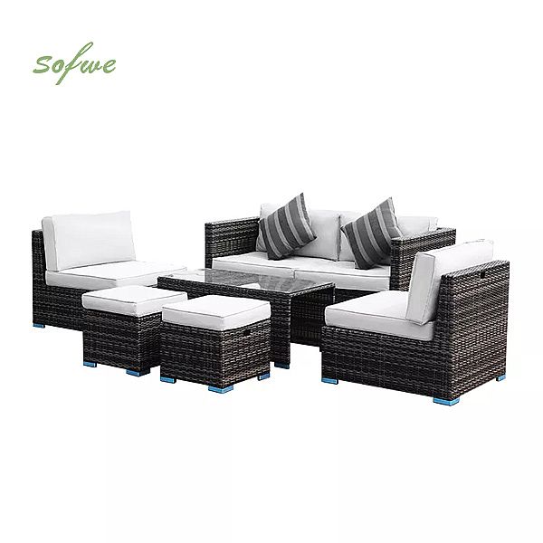 6 Stück Patio Rattan Konversationsmöbel Sets Großhandel - 10C01A