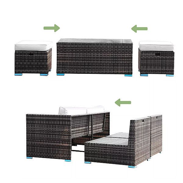 6 Stück Patio Rattan Konversationsmöbel Sets Großhandel - 10C01A