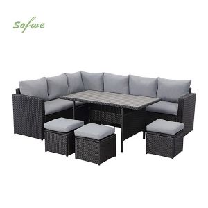 7-teiliges Korb-Rattan-Gartensofa-Set