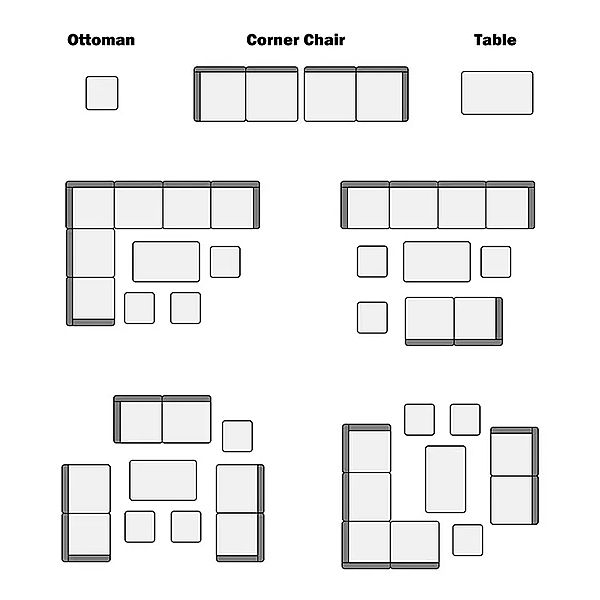 7-teiliges Korb-Rattan-Gartensofa-Set - 10C01D