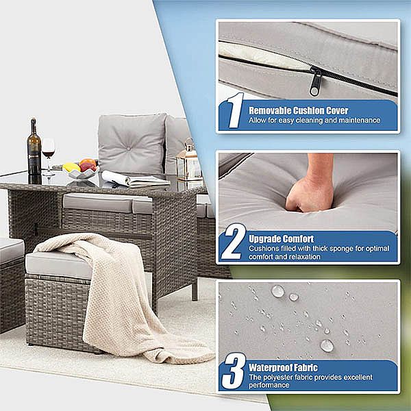 Kombinationssofa-Set aus PE-Rattan für den Außenbereich - 10C01E