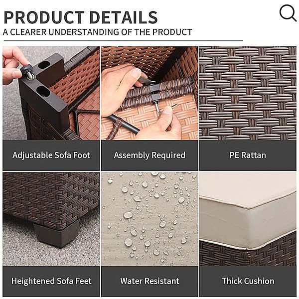 4-teiliges Gartenmöbel-Set aus Korbgeflecht und Rattan - 10C01H