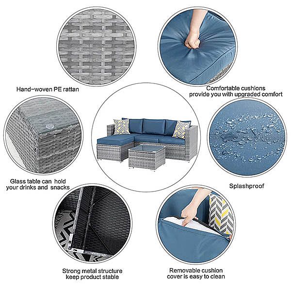 Gartenmöbel-Set aus Korbgeflecht und Rattan - 10C01J