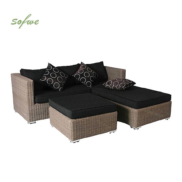 3-teiliges Lounge-Sofa-Set aus Korbgeflecht und Rattan - 10C01K