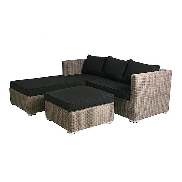 3-teiliges Lounge-Sofa-Set aus Korbgeflecht und Rattan - 10C01K