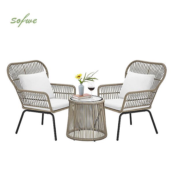 Luxuriöses, modernes Gartenmöbel-Set aus Rattan - 10C01O