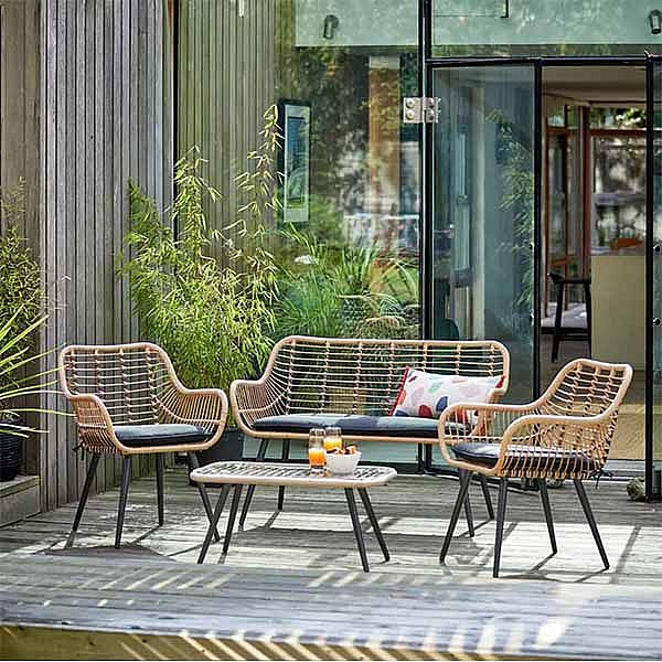 4-Sitzer-Gartenmöbel aus Korbgeflecht und Rattan - 10C01S