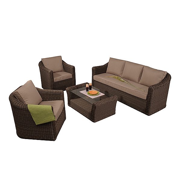 Gartenmöbel-Terrassenset mit Aluminiumrahmen und gemischtem Korbgeflecht - 10C01U