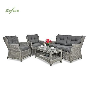 4 Stück Rattan Terrassenmöbel Garten Sofa Sets