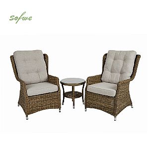 Patio Conversation Garden 3-tlg. Rattan-Möbel-Set
