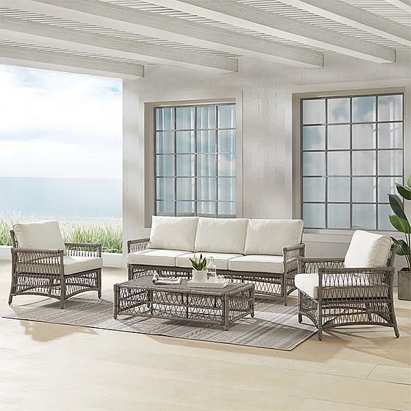 4 Piece PE Wicker Garden Sofa Furniture Set - 10C01Y