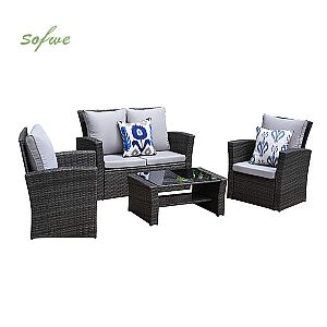 Patio-Garten-Sofa-Set aus Rattangeflecht