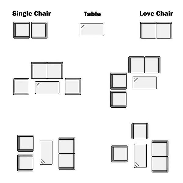 Patio-Garten-Sofa-Set aus Rattangeflecht - 10C01Z