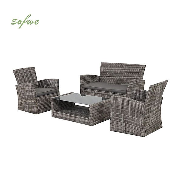 Wasserdichtes Outdoor-Möbel-Terrassenset aus Korbgeflecht und Rattan - 10C02A