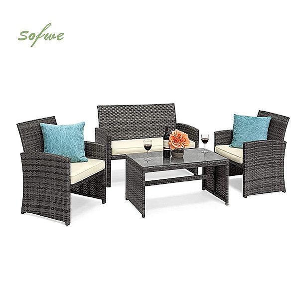 Geflochtene Rattan-Terrassen-Gesprächsmöbel-Sets - 10C02D