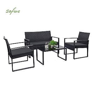 Wicker Outdoor 4-teilig Outdoor Tisch und Stuhl mit...