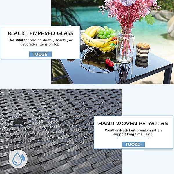 Wicker Outdoor 4-teilig Outdoor Tisch und Stuhl mit Couchtisch - 10C02E