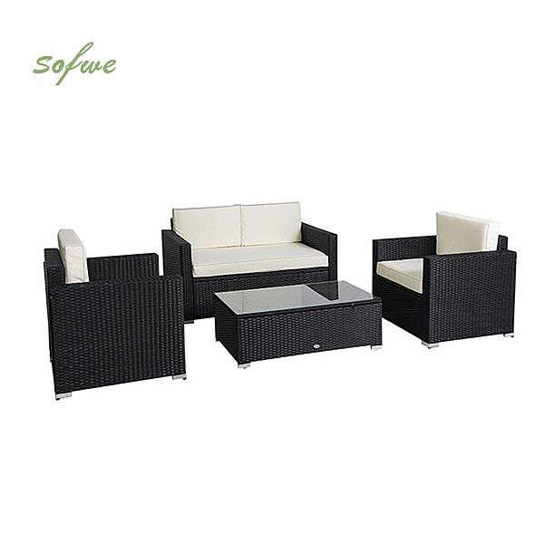 3-teiliges Terrassenmöbel-Set, Rattan-Korbsofa - 10C02J