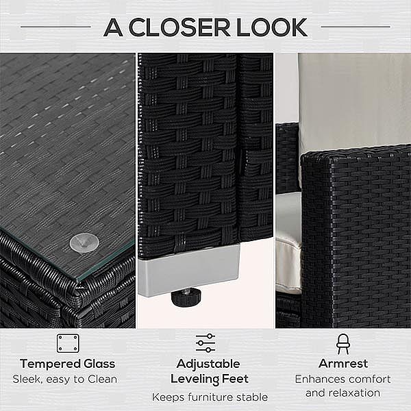 3-teiliges Terrassenmöbel-Set, Rattan-Korbsofa - 10C02J