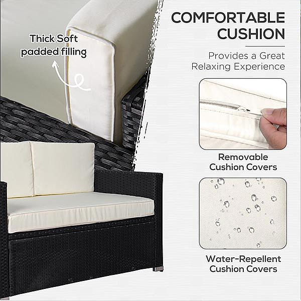 3-teiliges Terrassenmöbel-Set, Rattan-Korbsofa - 10C02J