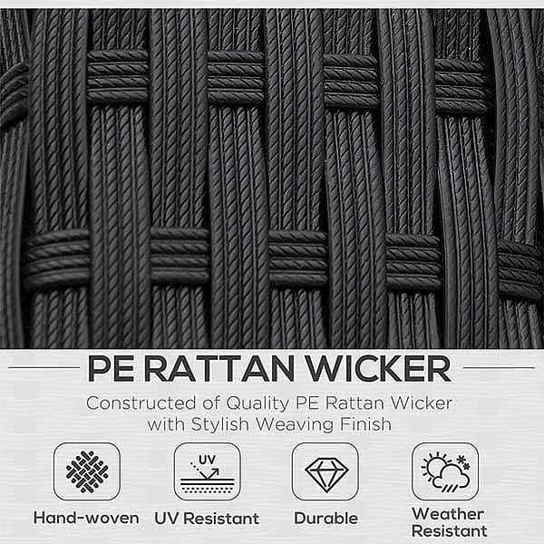 3-teiliges Terrassenmöbel-Set, Rattan-Korbsofa - 10C02J