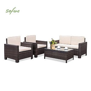 Outdoor-Gewebe-Rattan-Terrassen-Gesprächsmöbel-Sets