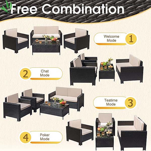 Outdoor-Gewebe-Rattan-Terrassen-Gesprächsmöbel-Sets - 10C02K